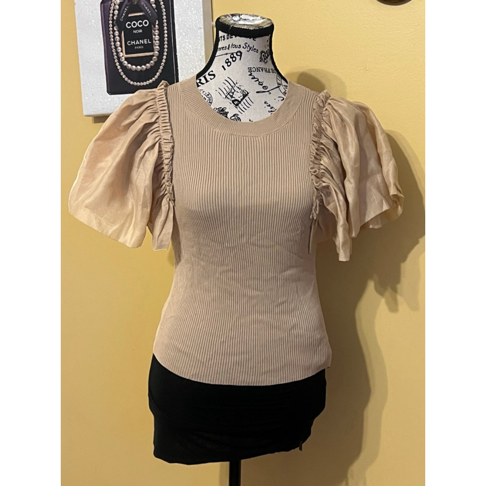 Balboa Short Sleeve Flutter My Heart Knit Top size M